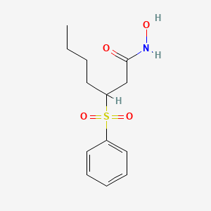 molecular formula C13H19NO4S B10842901 3-Benzenesulfonyl-heptanoic acid hydroxyamide 