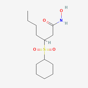 molecular formula C13H25NO4S B10843022 3-Cyclohexanesulfonyl-heptanoic acid hydroxyamide 