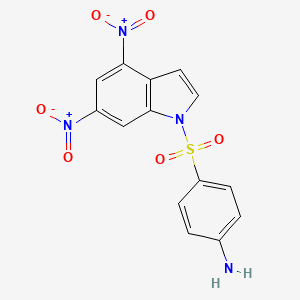 molecular formula C14H10N4O6S B10843515 4-(4,6-dinitro-1H-indol-1-ylsulfonyl)benzenamine 