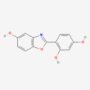 molecular formula C13H9NO4 B10843645 4-(5-Hydroxy-benzooxazol-2-yl)-benzene-1,3-diol 