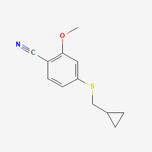 molecular formula C12H13NOS B10843719 4-(Cyclopropylmethylthio)-2-methoxybenzonitrile 