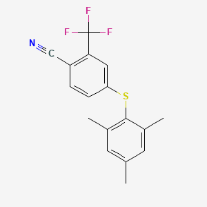 molecular formula C17H14F3NS B10843769 4-(Mesitylthio)-2-(trifluoromethyl)benzonitrile 
