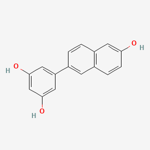 molecular formula C16H12O3 B10844562 5-(6-Hydroxynaphthalen-2-yl)benzene-1,3-diol 