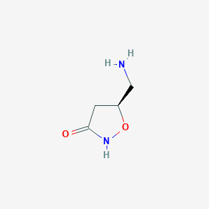 molecular formula C4H8N2O2 B10844655 5-Aminomethyl-4,5-dihydro-isoxazol-3-ol 
