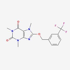 molecular formula C16H15F3N4O3 B10845787 8-[(3-Trifluoromethyl)benzyloxy]caffeine 