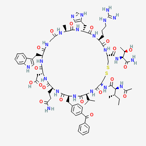 molecular formula C76H103N21O19S2 B10846333 Ac-I[CV(Bpa)QDWGAHRC]T-NH2 