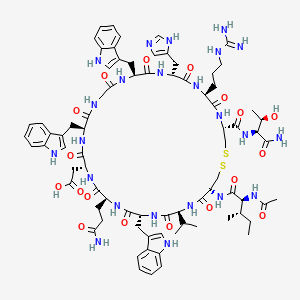 molecular formula C79H105N23O18S2 B10846375 Ac-I[CVWQDWGWHRC]T-NH2 