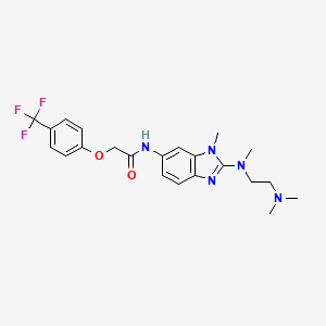 molecular formula C22H26F3N5O2 B10846581 N-(2-((2-(dimethylamino)ethyl)(methyl)amino)-1-methyl-1H-benzo[d]imidazol-6-yl)-2-(4-(trifluoromethyl)phenoxy)acetamide 