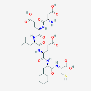 molecular formula C32H52N6O13S B10846837 Asp-D-Glu-Leu-Glu-Cha-Cys 