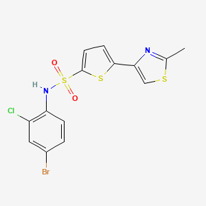 molecular formula C14H10BrClN2O2S3 B10846860 N-(4-bromo-2-chlorophenyl)-5-(2-methyl-1,3-thiazol-4-yl)thiophene-2-sulfonamide 