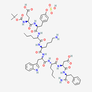 molecular formula C61H85N11O18S B10847177 Boc-Glu-Tyr(SO3H)-Nle-D-Lys-Trp-Nle-Asp-Phe-NH2 