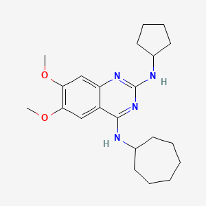molecular formula C22H32N4O2 B10847532 N-Cycloheptyl-2-[4-(cyclopentylamino)piperidine-1-yl]-6,7-dimethoxyquinazolin-4-amine 