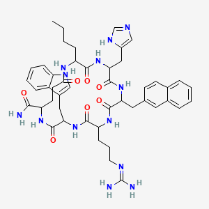 molecular formula C47H59N13O7 B10847551 cyclo[DL-2Nal-DL-Arg-DL-Trp-DL-gGlu(NH2)(NH2)-DL-Nle-DL-His] 