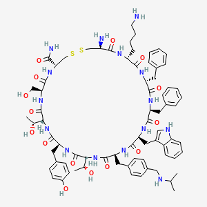 molecular formula C74H97N15O15S2 B10848279 Des-AA1,2,5-[D-Trp8,IAmp9,Tyr11]Cbm-SRIF 