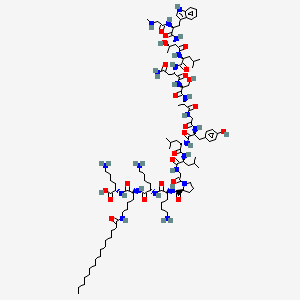 molecular formula C104H173N23O23 B10848821 H-Sar-Trp-Thr-Leu-Asn-Ser-Ala-Gly-Tyr-Leu-Leu-Gly-Pro-Lys-Lys-Lys(palmitoyl)(palmitoyl)-Lys-OH 