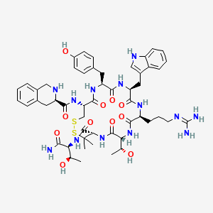 molecular formula C52H69N13O11S2 B10849188 H-D-Tic-c[Cys-Tyr-D-Trp-Arg-Thr-Pen]-Thr-NH2 