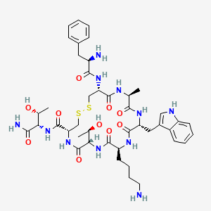 molecular formula C43H61N11O10S2 B10849194 H-D-Phe-c[Cys-Ala-D-Trp-Lys-Thr-Cys]-Thr-NH2 