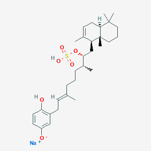molecular formula C31H47NaO6S B10849199 sodium;3-[(E,7R,8R)-9-[(1S,4aS,8aS)-2,5,5,8a-tetramethyl-1,4,4a,6,7,8-hexahydronaphthalen-1-yl]-3,7-dimethyl-8-sulfooxynon-2-enyl]-4-hydroxyphenolate 
