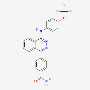 molecular formula C22H15ClF2N4O2 B10849400 4-(4-(4-(Chlorodifluoromethoxy)phenylamino)phthalazin-1-yl)benzamide 