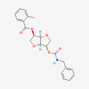 molecular formula C22H23NO6 B10849474 Isosorbide-2-benzylcarbamate-5-(o-toluate) 
