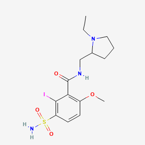 molecular formula C15H22IN3O4S B10849548 N-[(1-ethylpyrrolidin-2-yl)methyl]-2-iodo-6-methoxy-3-sulfamoylbenzamide 