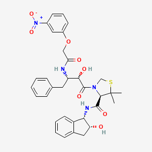 molecular formula C33H36N4O8S B10849873 (R)-N-[(1S,2R)-2-Hydroxyindan-1-yl]-3-[(2S,3S)-3-(3-nitrophenoxyacetyl)amino-2-hydroxy-4-phenylbutanoyl]-5,5-dimethyl-1,3-thiazolidine-4-carboxamide 