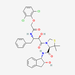 molecular formula C33H35Cl2N3O6S B10849884 (4r)-3-[(2s,3s)-3-{[(2,6-Dichlorophenoxy)acetyl]amino}-2-Hydroxy-4-Phenylbutanoyl]-N-[(1s,2r)-2-Hydroxy-2,3-Dihydro-1h-Inden-1-Yl]-5,5-Dimethyl-1,3-Thiazolidine-4-Carboxamide 