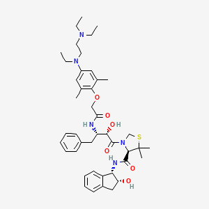molecular formula C43H59N5O6S B10849965 (R)-3-((2S,3S)-3-(2-(4-((2-(diethylamino)ethyl)(ethyl)amino)-2,6-dimethylphenoxy)acetamido)-2-hydroxy-4-phenylbutanoyl)-N-((1S,2R)-2-hydroxy-2,3-dihydro-1H-inden-1-yl)-5,5-dimethylthiazolidine-4-carboxamide 