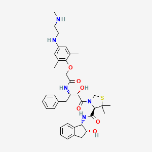 molecular formula C38H49N5O6S B10849977 (R)-3-((2S,3S)-3-(2-(2,6-dimethyl-4-(2-(methylamino)ethylamino)phenoxy)acetamido)-2-hydroxy-4-phenylbutanoyl)-N-((1S,2R)-2-hydroxy-2,3-dihydro-1H-inden-1-yl)-5,5-dimethylthiazolidine-4-carboxamide 