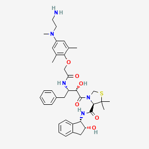 molecular formula C38H49N5O6S B10849982 (R)-3-((2S,3S)-3-(2-(4-((2-aminoethyl)(methyl)amino)-2,6-dimethylphenoxy)acetamido)-2-hydroxy-4-phenylbutanoyl)-N-((1S,2R)-2-hydroxy-2,3-dihydro-1H-inden-1-yl)-5,5-dimethylthiazolidine-4-carboxamide 