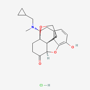 molecular formula C21H26ClNO4 B10849992 (1S,5R,13S,17R)-17-[cyclopropylmethyl(methyl)amino]-8-hydroxy-6,16-dioxapentacyclo[9.5.2.01,13.05,13.07,12]octadeca-7,9,11-trien-4-one;hydrochloride 