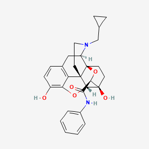molecular formula C28H30N2O5 B10850004 (1S,2S,6R,14R,15S,16S)-5-(cyclopropylmethyl)-11,15-dihydroxy-N-phenyl-13,17-dioxa-5-azahexacyclo[13.2.2.12,8.01,6.02,14.012,20]icosa-8(20),9,11-triene-16-carboxamide 