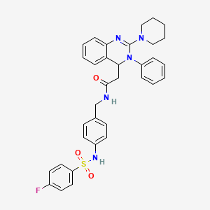 molecular formula C34H34FN5O3S B10850005 N-[4-(4-Fluoro-benzenesulfonylamino)-benzyl]-2-(3-phenyl-2-piperidin-1-yl-3,4-dihydro-quinazolin-4-yl)-acetamide 