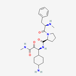 molecular formula C25H37N5O4 B10850034 (2S)-N-[(1S)-1-(4-aminocyclohexyl)-3-(methylamino)-2,3-dioxopropyl]-1-[(2R)-2-(methylamino)-3-phenylpropanoyl]pyrrolidine-2-carboxamide 
