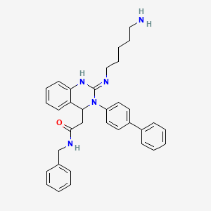 molecular formula C34H37N5O B10850059 2-(2-(5-aminopentylamino)-3-(biphenyl-4-yl)-3,4-dihydroquinazolin-4-yl)-N-benzylacetamide 