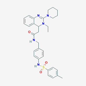 molecular formula C31H37N5O3S B10850093 2-(3-ethyl-2-piperidin-1-yl-4H-quinazolin-4-yl)-N-[[4-[(4-methylphenyl)sulfonylamino]phenyl]methyl]acetamide 