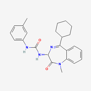 molecular formula C24H28N4O2 B10850113 1-((R)-5-Cyclohexyl-1-methyl-2-oxo-2,3-dihydro-1H-benzo[e][1,4]diazepin-3-yl)-3-m-tolyl-urea 