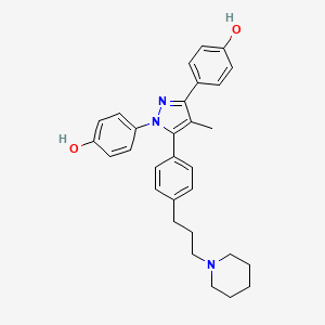 molecular formula C30H33N3O2 B10850530 4-[1-(4-Hydroxyphenyl)-4-methyl-5-[4-(3-piperidin-1-ylpropyl)phenyl]pyrazol-3-yl]phenol 