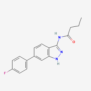 molecular formula C17H16FN3O B10851151 N-(6-(4-fluorophenyl)-1H-indazol-3-yl)butyramide 