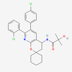 molecular formula C29H30Cl2N2O3 B10851167 N-(7'-(2-Chlorophenyl)-6'-(4-chlorophenyl)-3',4'-dihydrospiro[cyclohexane-1,2'-pyrano[2,3-B]pyridine]-4'-YL)-2-hydroxy-2-methylpropanamide (enantiomeric mix) 
