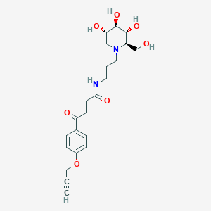 molecular formula C22H30N2O7 B10851225 N-(Propylamide-acetophenone)-1-deoxynojirimycin 