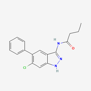 molecular formula C17H16ClN3O B10851236 N-(6-chloro-5-phenyl-1H-indazol-3-yl)butanamide 