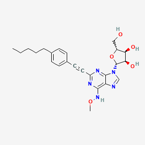 molecular formula C24H29N5O5 B10851592 N6-methoxy-2-[(4-pentylphenyl)ethynyl]adenosine 