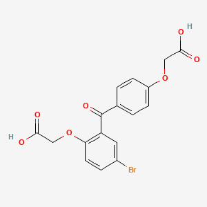 molecular formula C17H13BrO7 B10852097 2-(4-Bromo-2-(4-(carboxymethoxy)benzoyl)phenoxy)acetic acid 