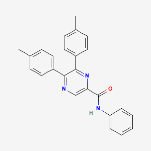 molecular formula C25H21N3O B10852124 N-phenyl-5,6-dip-tolylpyrazine-2-carboxamide 