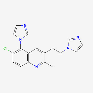 molecular formula C18H16ClN5 B10852188 3-(2-(1H-imidazol-1-yl)ethyl)-6-chloro-5-(1H-imidazol-1-yl)-2-methylquinoline 