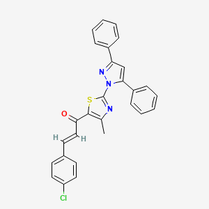 molecular formula C28H20ClN3OS B10852227 (E)-3-(4-chlorophenyl)-1-[2-(3,5-diphenylpyrazol-1-yl)-4-methyl-thiazol-5-yl]prop-2-en-1-one 