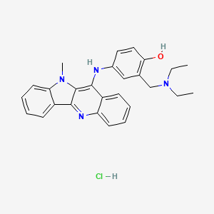 molecular formula C27H29ClN4O B10852232 2-(Diethylaminomethyl)-4-[(10-methylindolo[3,2-b]quinolin-11-yl)amino]phenol;hydrochloride 