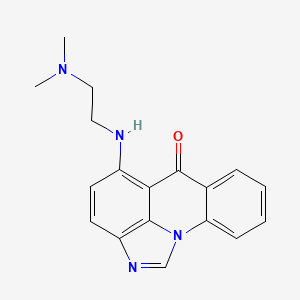 molecular formula C18H18N4O B10852261 10-[2-(Dimethylamino)ethylamino]-1,14-diazatetracyclo[7.6.1.02,7.013,16]hexadeca-2,4,6,9,11,13(16),14-heptaen-8-one 