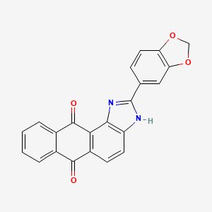 molecular formula C22H12N2O4 B10852273 2-(1,3-benzodioxol-5-yl)-3H-naphtho[3,2-e]benzimidazole-6,11-dione 